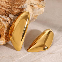 18KG Chunky geometric triangle stainless steel bigger earrings