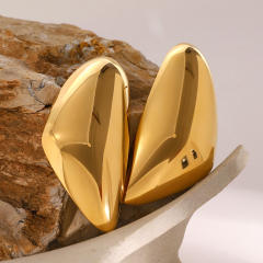 18KG Chunky geometric triangle stainless steel bigger earrings