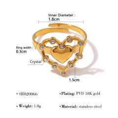 Concise diamond life tree star hollow out stainless steel finger rings