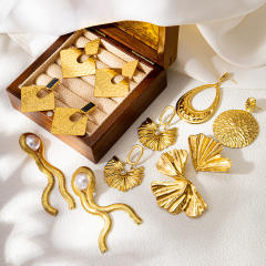 Concise easy amtch gold color bigger earrings collection stainless steel earrings