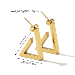 Concise geometric smooth design stainless steel earrings collection