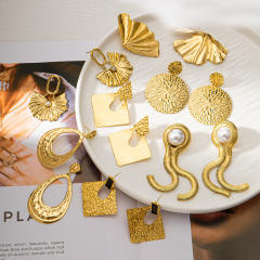 Concise easy amtch gold color bigger earrings collection stainless steel earrings