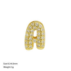 18K gold plated copper diamond bubble letter initial letter necklce