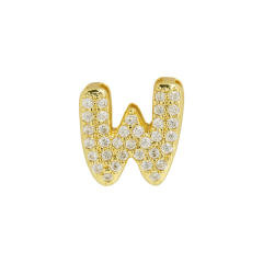 18K gold plated copper diamond bubble letter initial letter necklce