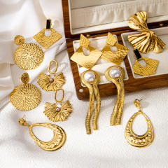Concise easy amtch gold color bigger earrings collection stainless steel earrings