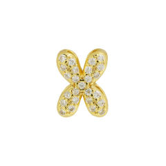18K gold plated copper diamond bubble letter initial letter necklce