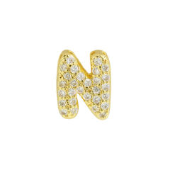 18K gold plated copper diamond bubble letter initial letter necklce