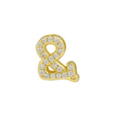 18K gold plated copper diamond bubble letter initial letter necklce