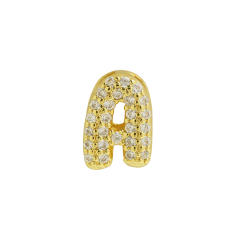 18K gold plated copper diamond bubble letter initial letter necklce