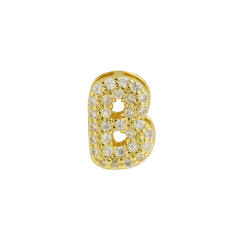 18K gold plated copper diamond bubble letter initial letter necklce