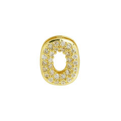 18K gold plated copper diamond bubble letter initial letter necklce