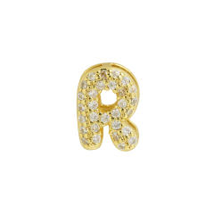 18K gold plated copper diamond bubble letter initial letter necklce