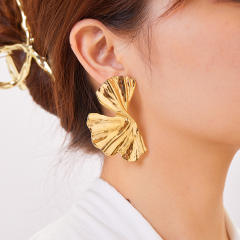 Concise easy amtch gold color bigger earrings collection stainless steel earrings