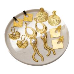 Concise easy amtch gold color bigger earrings collection stainless steel earrings