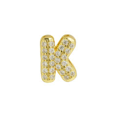 18K gold plated copper diamond bubble letter initial letter necklce