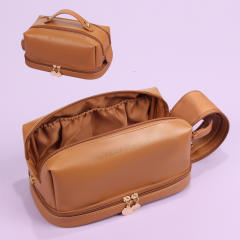 Elegant three color PU leather good quality cosmetic bag tolietry bag washing bag
