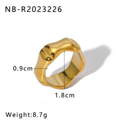 Personality chunky gold color geometric stainless steel rings collection