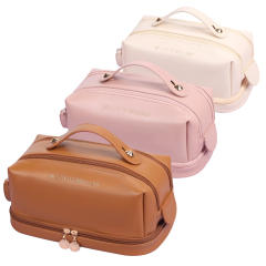 Elegant three color PU leather good quality cosmetic bag tolietry bag washing bag