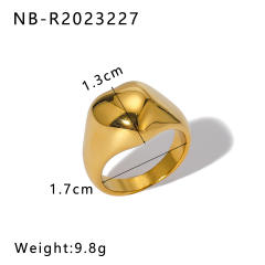 Personality chunky gold color geometric stainless steel rings collection