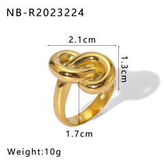 Personality chunky gold color geometric stainless steel rings collection
