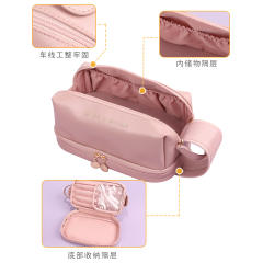 Elegant three color PU leather good quality cosmetic bag tolietry bag washing bag