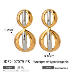 18KG chunky hollow out semicircle stainless steel dangle earrings