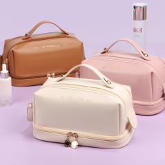 Elegant three color PU leather good quality cosmetic bag tolietry bag washing bag