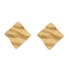 18KG geometric square wave shape frosted stainless steel earrings