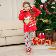 Funnky grinch design long sleeve christmas pajamas family outfits
