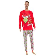 Funnky grinch design long sleeve christmas pajamas family outfits