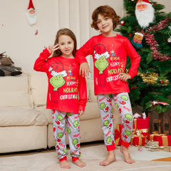 Funnky grinch design long sleeve christmas pajamas family outfits