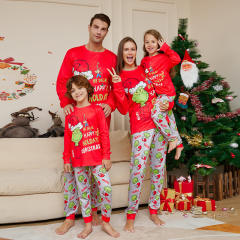 Funnky grinch design long sleeve christmas pajamas family outfits