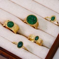Summer fresh green color natural stone agate stainless steel necklace collection