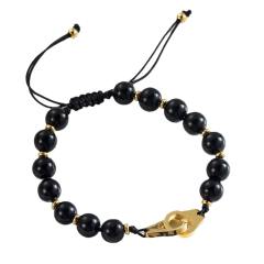 Vintage Volcanic Stone tiger eye natural stone bead stainless steel Handcuffs bracelet for men