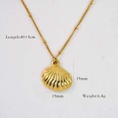 14KG oceean series dolphin shell stainless steel dainty natural stone necklace collection
