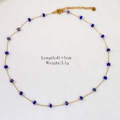 14KG oceean series dolphin shell stainless steel dainty natural stone necklace collection