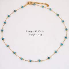 14KG oceean series dolphin shell stainless steel dainty natural stone necklace collection