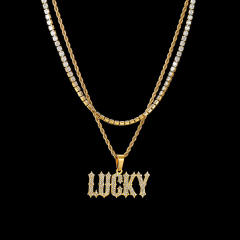 Hiphop diamond name custom name necklace two layer necklace