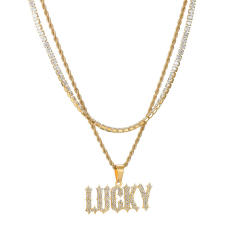 Hiphop diamond name custom name necklace two layer necklace