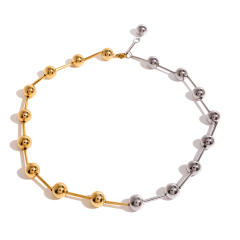 Punk trend gold silver ball bead stainless steel choker necklace
