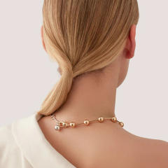Punk trend gold silver ball bead stainless steel choker necklace
