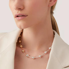 Punk trend gold silver ball bead stainless steel choker necklace