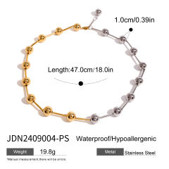 Punk trend gold silver ball bead stainless steel choker necklace