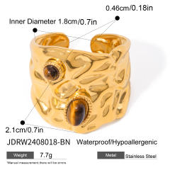 Vintage tiger eye stone statement stainless steel finger rings collection