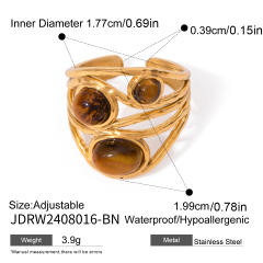 Vintage tiger eye stone statement stainless steel finger rings collection