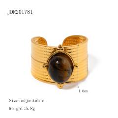 Vintage tiger eye stone statement stainless steel finger rings collection