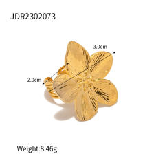 Unique irregular design flower chunky stainless steel rings collection