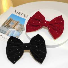 Korean fashion elegant rhinestone velvet bow hair clips french barrette hair clips