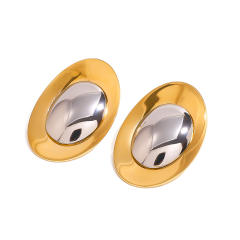 Geometric oval shape mix color stainless steel earrings bigger earrings