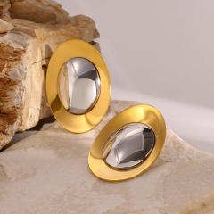 Geometric oval shape mix color stainless steel earrings bigger earrings